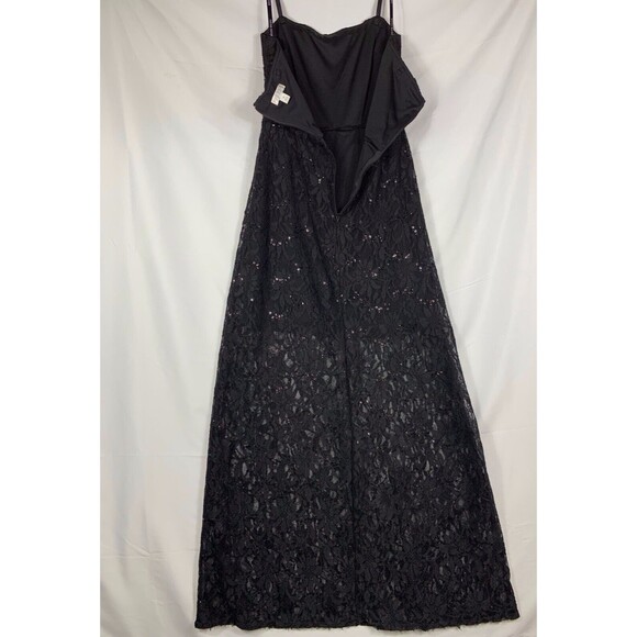 Bisou Bisou Dress Womens 8 Black Sequin Lace Maxi Strapless Sleeveless Formal - Picture 10 of 11